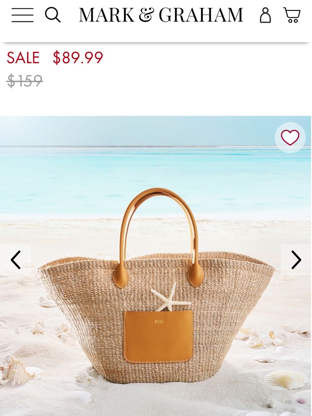 Mark & Graham Beige Woven Tote with Tan Leather Trim